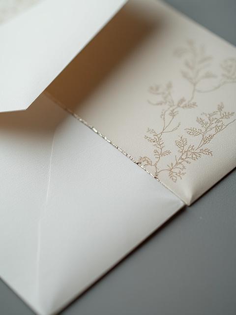 An open envelope revealing a custom-designed inner liner