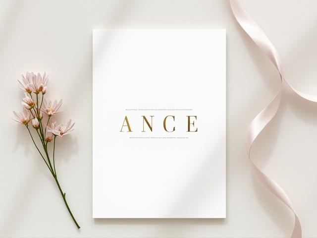 Modern minimalist wedding invitation with bold foil-pressed accents.